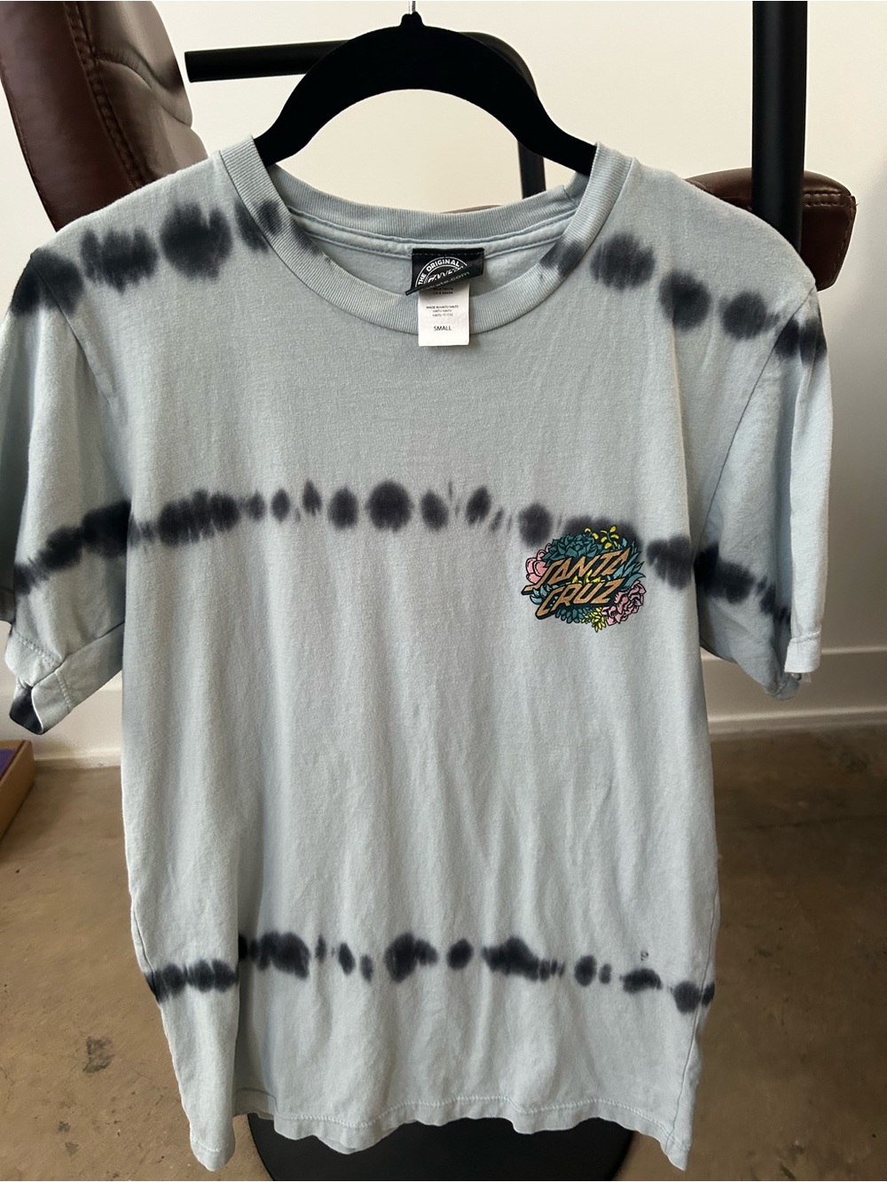 Santa Cruz Light Blue & Black Tie-Dye Short Sleeve Tee